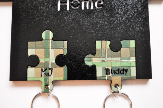 Personalised Painted Jigsaw Pieces Wall Key Holder Wood home sweet home - Image 5