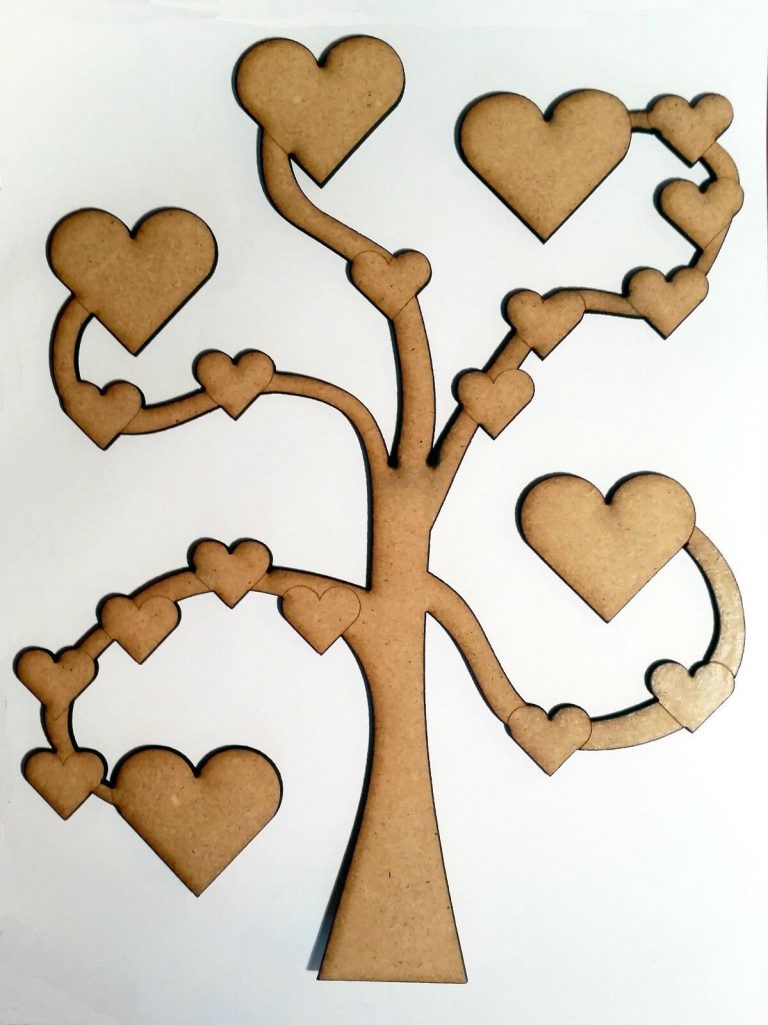 Heart Tree Christmas Craft Blank Laser Cut Wooden MDF Family Tree Gift