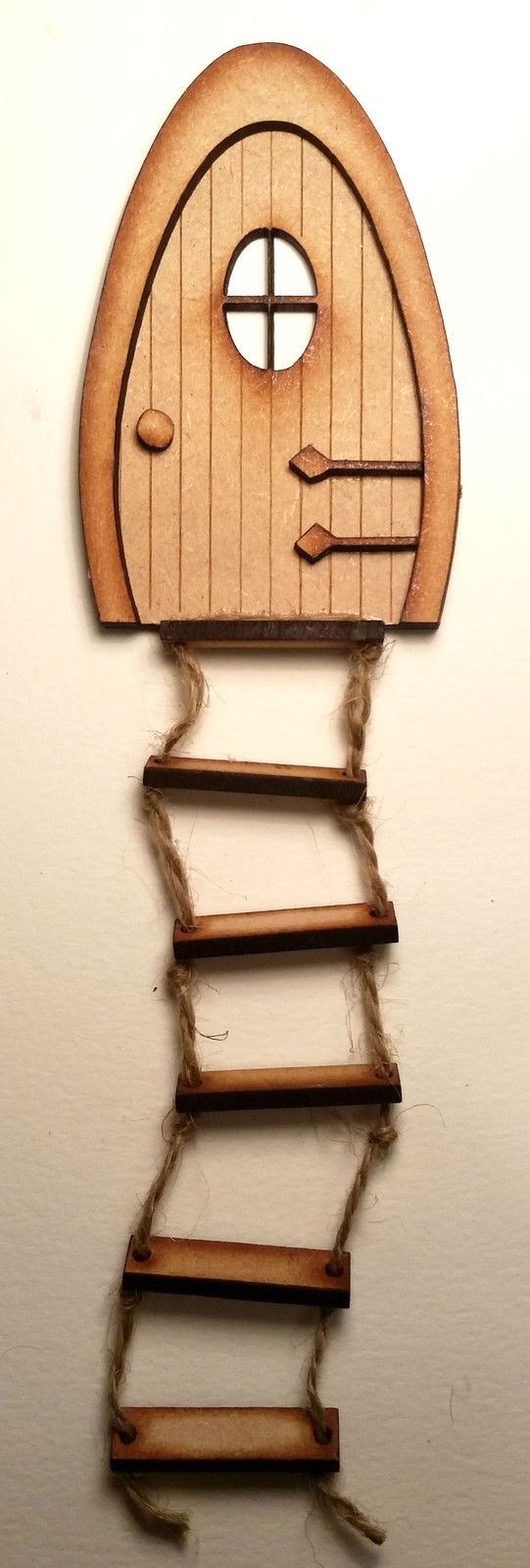 Fairy Door with string ladder Elf Wooden Laser Cut Fairies Pixies Handmade