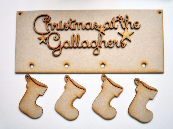 Personalised Christmas at the Family Name Sign Stockings Laser Cut Advent