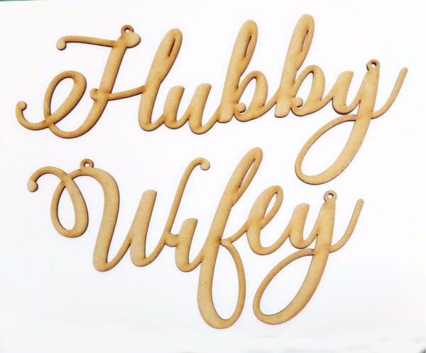 Wedding Hubby and Wifey Chair Signs Props Hanging Laser Cut Wood