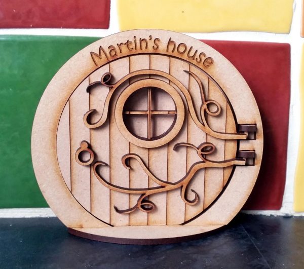 Personalised 3D Round Opening Fairy Door Hobbit Wooden Laser Cut Fairies Pixies