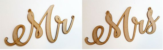 Wedding Mr and Mrs Chair Signs Props Hanging Laser Cut Wood - Image 2