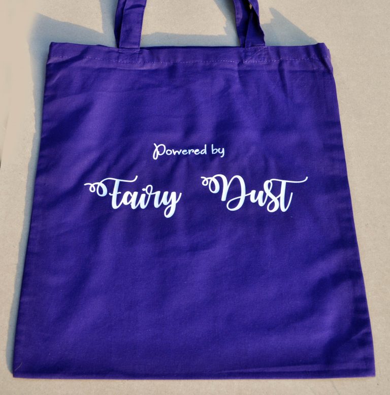 Powered by Fairy Dust Purple Tote Bag - Lazzylozlasercutter