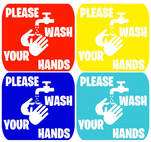 Set of 5 Please Wash your hands vinyl sign wall safety sticker
