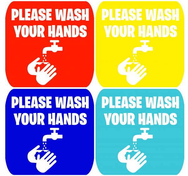 Set of 5 Please Wash your hands vinyl sign wall safety sticker