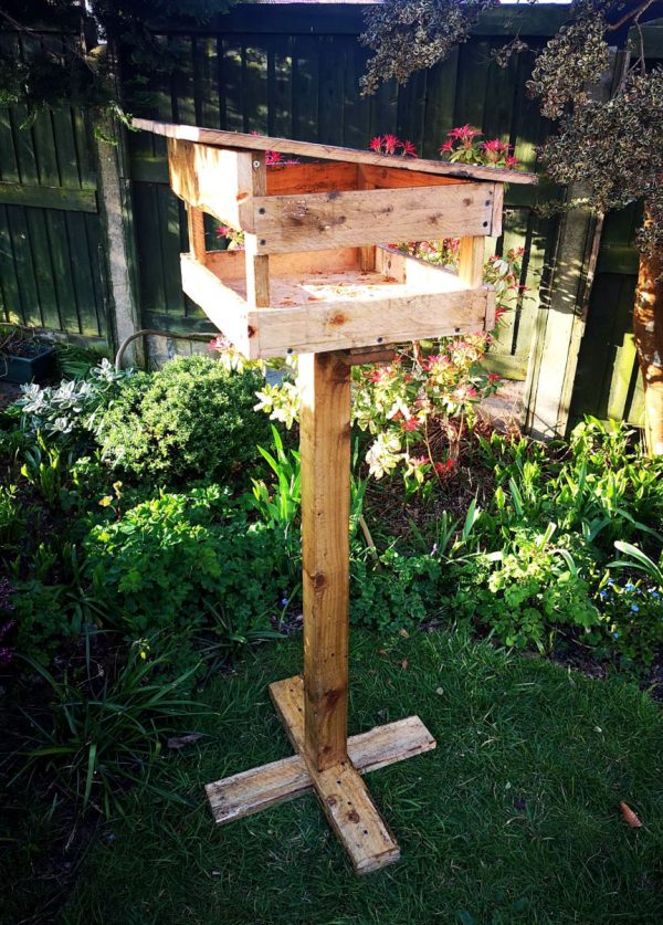 Handmade Bird Table Feeder upcycled Re-animated Pallet Wood Garden Unique Rustic
